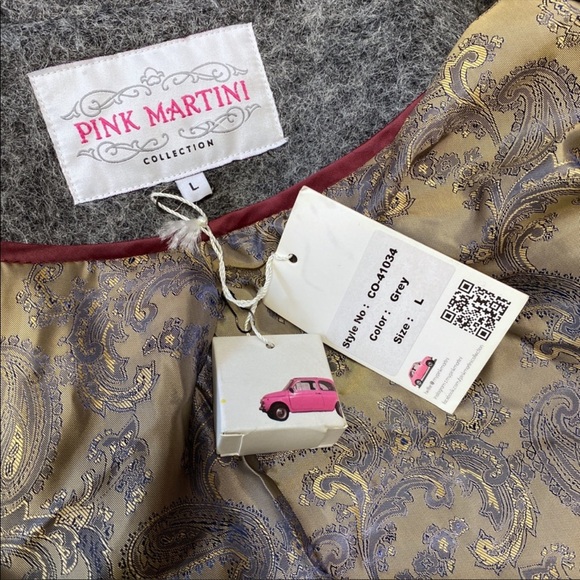 Pink Martini Gray Peacoat Wool Blend Jacket coat L - Picture 5 of 7